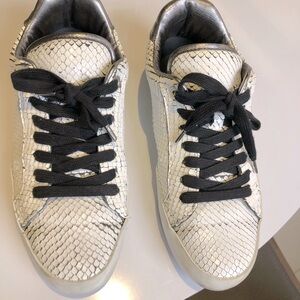 Zadig &Voltaire White Snakeskin Embossed Sneaker